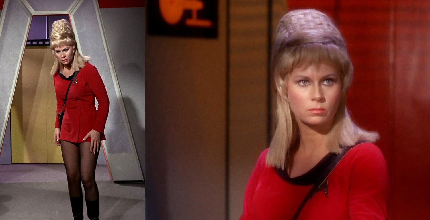 Blonde yeoman star trek cosplay does