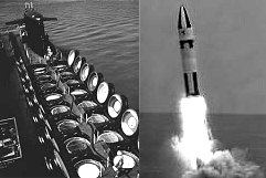 Polaris submarine and missile launch