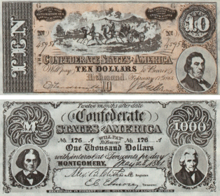 Confederate Currency $10 $1000