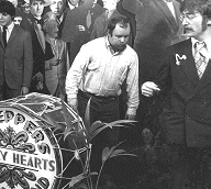 Peter Blake and John Lennon on the Sgt Pepper set