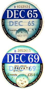 UK Motor tax Discs 1965 1969