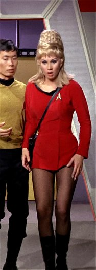 Grace Lee Whitney as Yeoman Janice Rand (with Lt. Sulu)